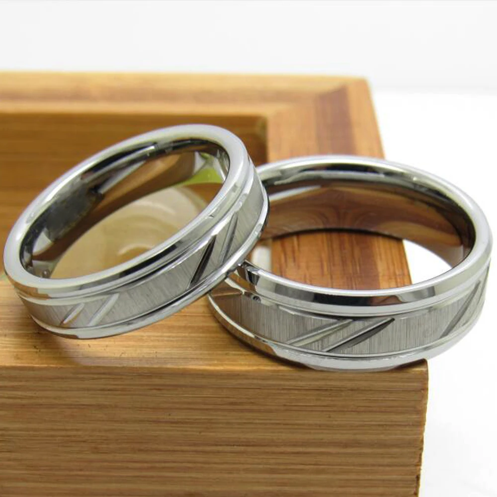 New Fashion Wedding Rings Silvevr Color Craved Pattern Tungsten Carbide Rings Women's Wedding Anniversary Engagement Rings