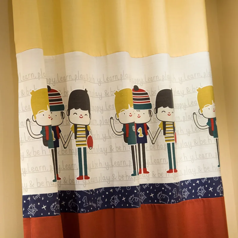 

British Mediterranean Style Children's Room Curtain Cloth Boy Bedroom Window Shade Cartoon Cartoon Finished Product Custom