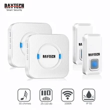 DAYTECH Wireless Door Bell Chime Kits Waterproof IP55 300M In Open Area 55 Rings EU/US/UK Plug 2 Receivers+2 Transmitter Buttons