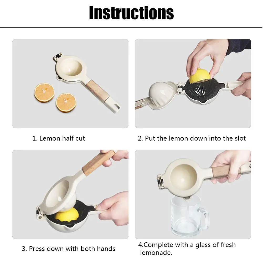Manual Juicer Double-clip Lemon Peach Mango Squeezer Fruit Juicer With Wooden Handle Hand Press Juicers Squeeze For Home