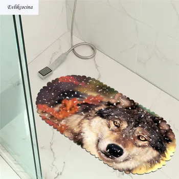 

Free Shipping 35x70cm Wolf Non-slip Bathroom Mat Baby Safety Banyo Paspas Shower Bath Mat Pad Suction Shower Alfombra De Ducha