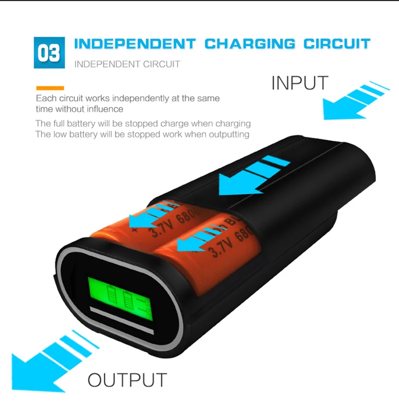 AMEEC TOMO D2 New Style 26650 Liion Li ion Battery Charger For Phone 26650 Baterry 2 Slots 5V Type C Micro USB Charger With Circuit (4)