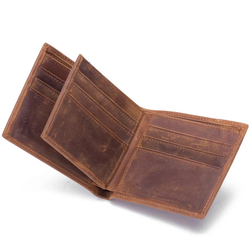 

Men's Crazy Horse Leather Wallet Leather Head Wallet 30 % Retro European and American Foreign Trade Express 6005