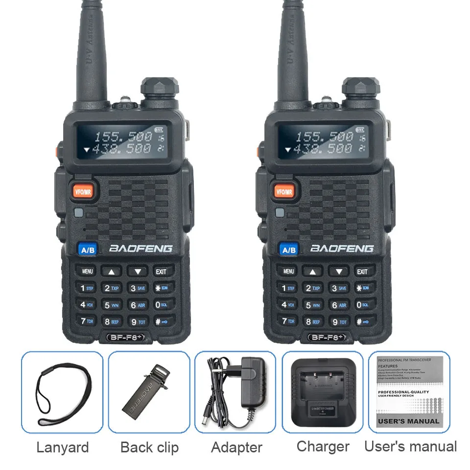 2pcs 2 шт. Baofeng BF-F8 Plus UHF/VHF рация 10 км с PTT наушники Портативный Отель CB Автомобильная радиостанция Ham HF - Color: 2pcs