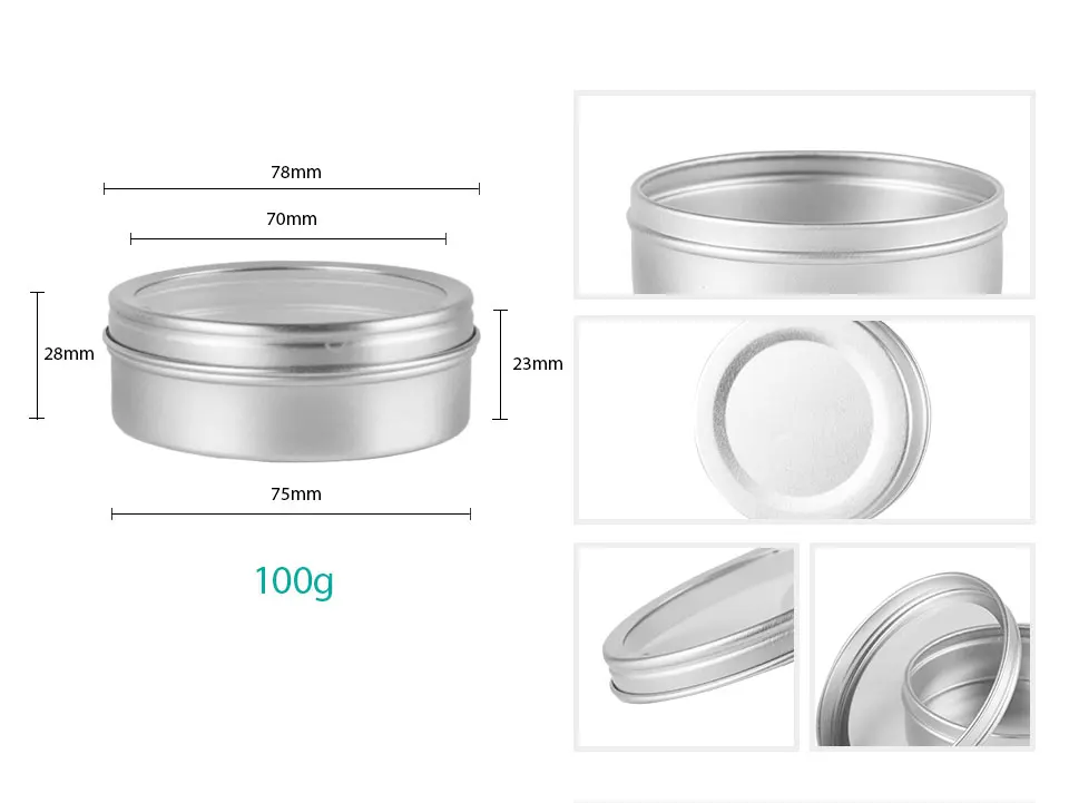 24 шт., 20 г, 40 г, 100 г, пустая алюминиевая банка, круглая матовая алюминиевая банка для крема, косметический контейнер для крема и бальзама, демонстрационная банка для чая, жестяная бутылка