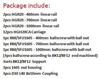 6 компл. линейный рельс HGR20 L400/700/1000 мм+ SFU1605-400/700/1000 мм шариковый винт+ 3 знака после BK12/BF12+ 3 знака после DSG16H гайка+ 3 знака после переходник для станков с ЧПУ - Цвет: HGR20-4007001000