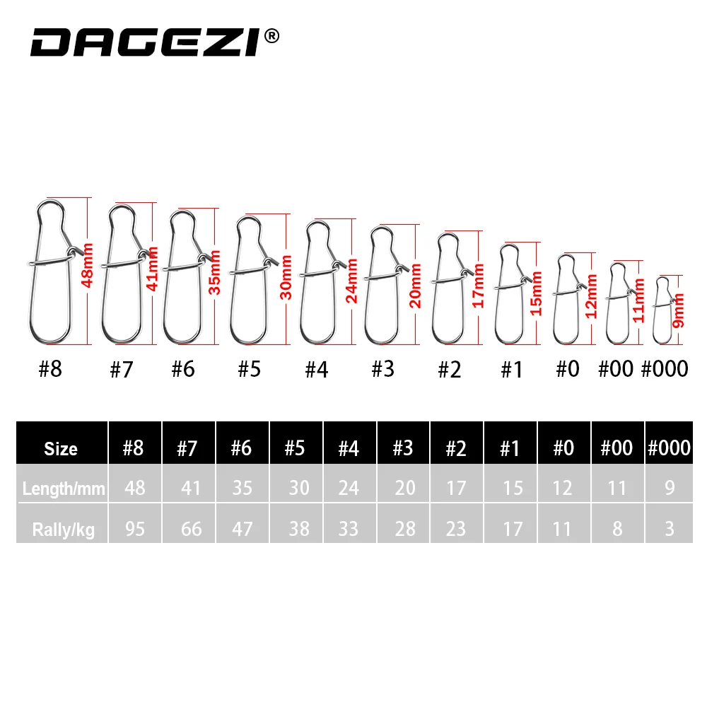 DAGEZI поворотные защитные защелки из нержавеющей стали 25 шт./лот черный/серебристый Быстрый Зажим Замок вращающиеся твердые кольца рыболовный разъем