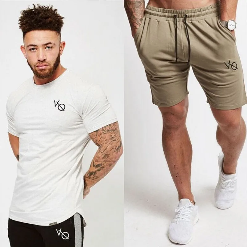 Vanquis Two Piece Set Men Short Sleeve T Shirt Cropped Top+Shorts Men Tracksuits 2018 New Causal Sportswear Tops Short Trousers Vanquis Two Piece Set Men Short Sleeve T Shirt Cropped Top+Shorts Men Tracksuits 2018 New Causal Sportswear Tops Short Trousers