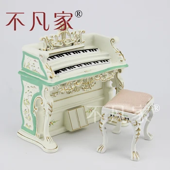 

Dollhouse 1/12 Scale Miniature furniture exquisite white Hand pump organ and stool