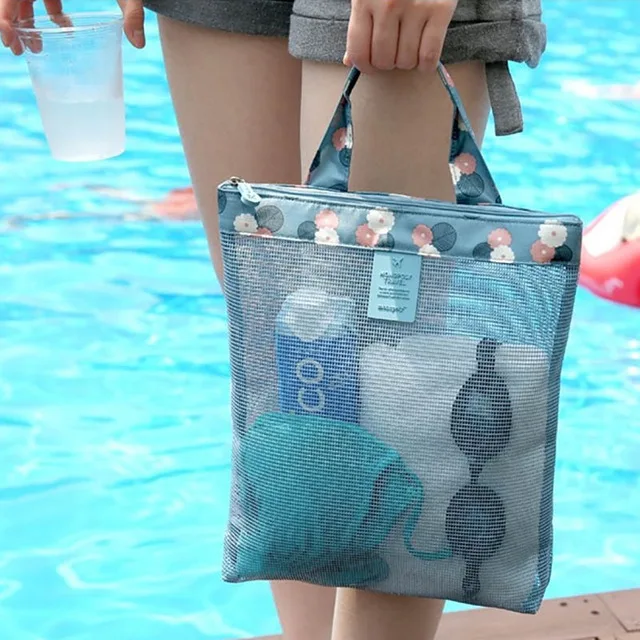 

2018 Hot Sale Toy storage Closet organizer Grid Storage Bag Mesh Beach Bag Pack Pouch Tote Portable travel organizer zipper Bag