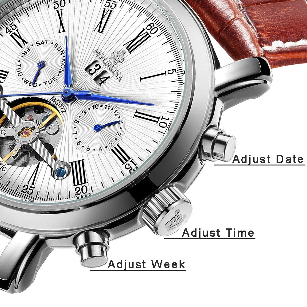 2018 модные автоматические механические часы Tourbillon мужские с серебряным покрытием