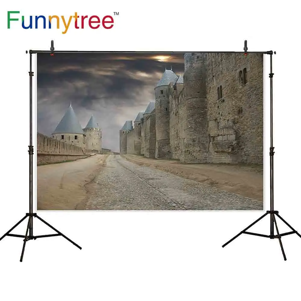 Funnytree Sfondi Per Foto In Studio Da Tavolo Carcassonne Castello Di Pietra Dell'Annata Strada Photography Sfondo Photobooth Photocall Stampato