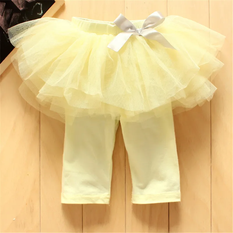 Юбки-пачки для девочек и юбка-брюки; леггинсы; штаны из газовой ткани нарядные юбки с бантом для танцев Костюмы 0-3 лет With3 Цвета - Цвет: Цвет: желтый