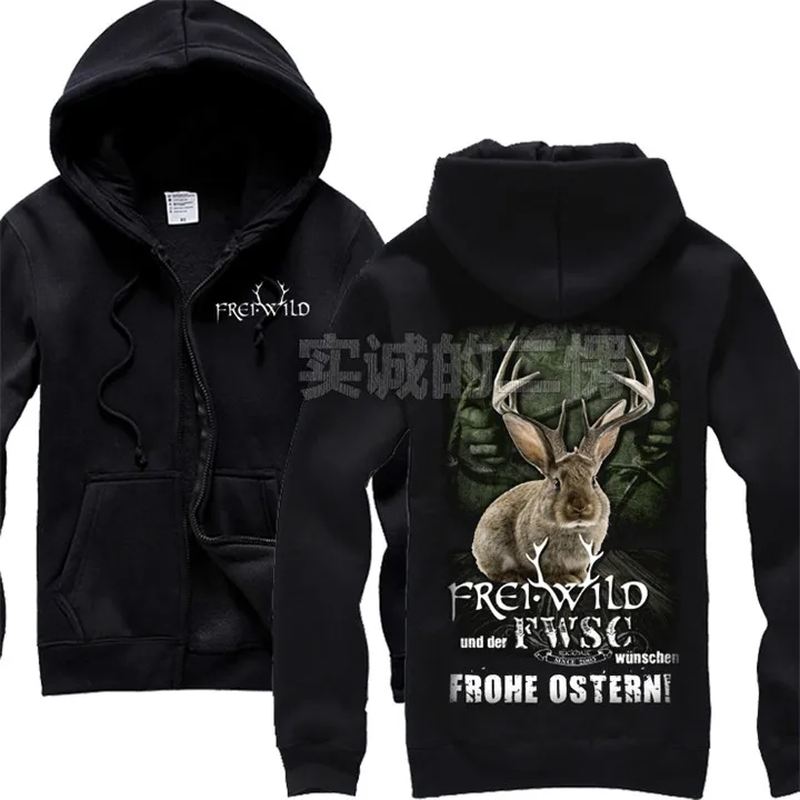 

3 patterns Frei.Wild chandal hombre Cotton tracksuit Rock Hoodies winter brand jacket punk heavy metal Angel funny rabbit