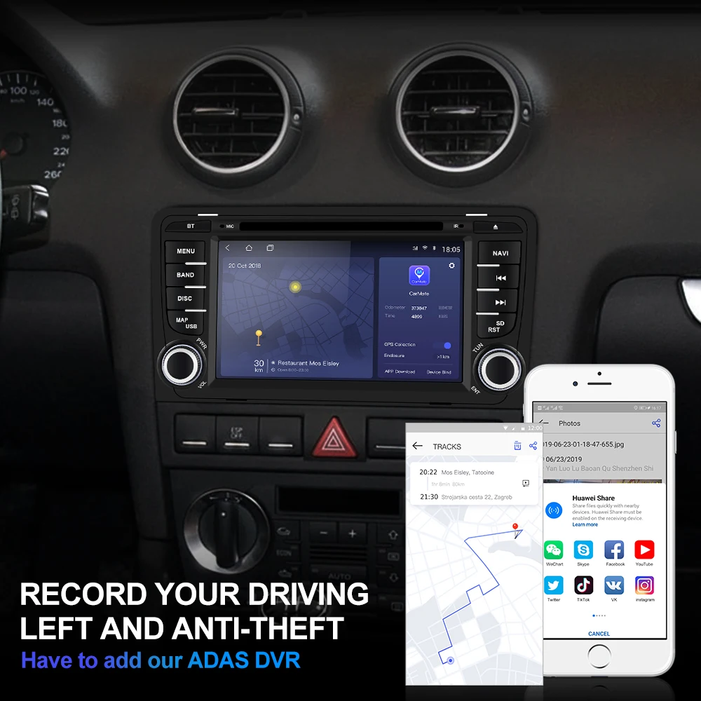 Excellent Isudar H53 2 din Car Radio Multimedia Player Android For Audi/A3/S3 2002-2013 GPS Octa Core 4GB 64GB 1080P Camera DSP USB DVR FM 5