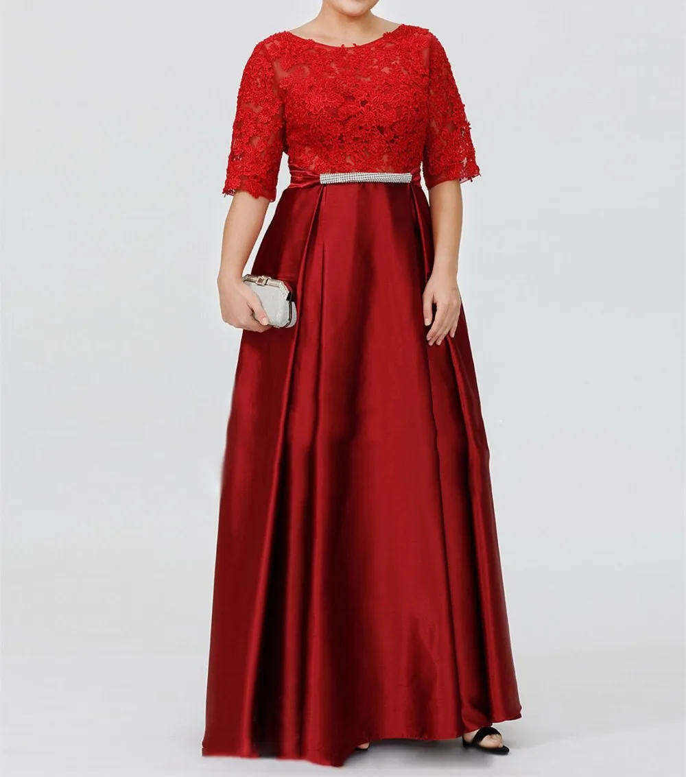 

2010 Plus Mother Of The Bride Dresses vestido de madrinha Half Sleeves Lace Floor Length Mother's Formal evening gown Weddings