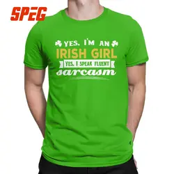 I'm An Irish Girl I Talk Free Sarcasm футболки для мужчин забавные хлопковые футболки на День Святого Патрика футболка с круглым вырезом подарок идея