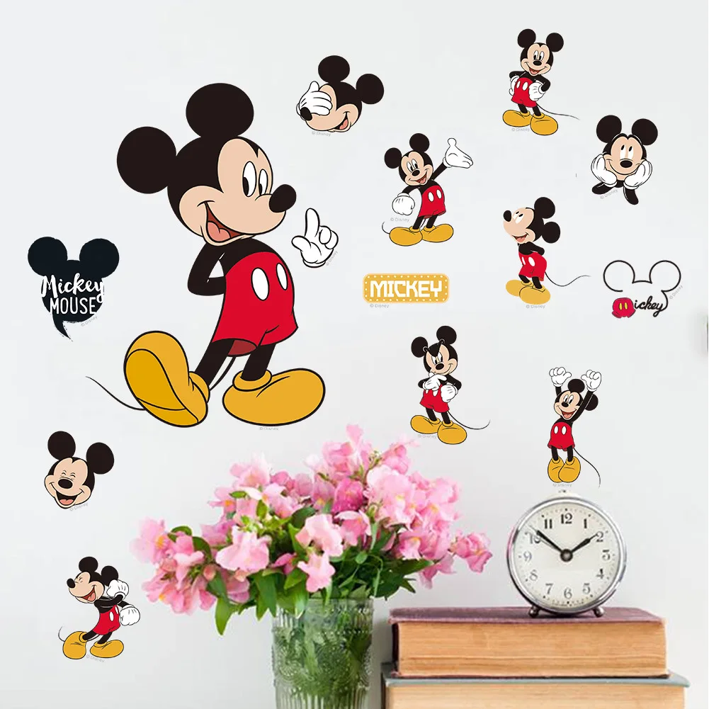 

Disney Cartoon Mickey Mouse DIY Sticker Children's Room Decoration Minnie Removable Waterproof Animation Kids Stickers
