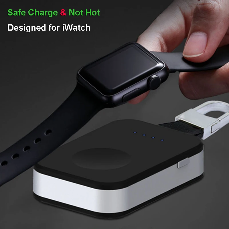 QI Wireless Charger Power Bank for iWatch 1 2 3 4 Portable Mini External Battery Pack KeyChain for Apple Watch Wireless Charger