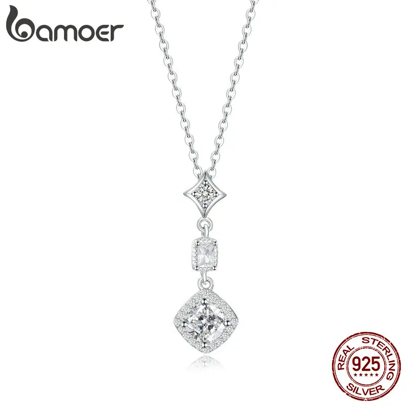 Bamoer Geometric Silver Wedding Necklace For Women Sterling 925 Clear Cz Statement Engagement Jewelry Gifts Bsn074 huismerk kopen in de aanbieding Bamoer Geometric Silver Wedding Necklace For Women Sterling 925 Clear Cz Statement Engagement Jewelry Gifts Bsn074 huismerk kopen in de aanbieding