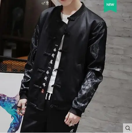 

2019 popular spring Chinese style men's tide card embroidered jacket men's clothes button buckle Tang suit spirit guy jacket