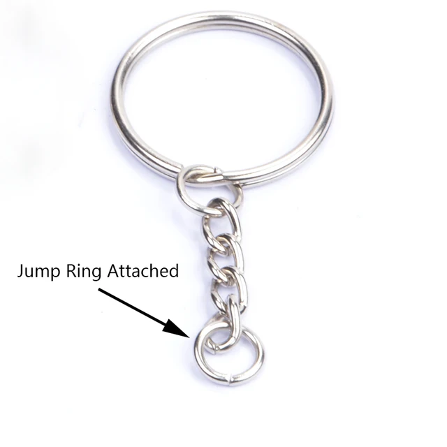 Split Key Ring with Chain, Key Chain Parts Chaveiro Metal Keyring 25mm