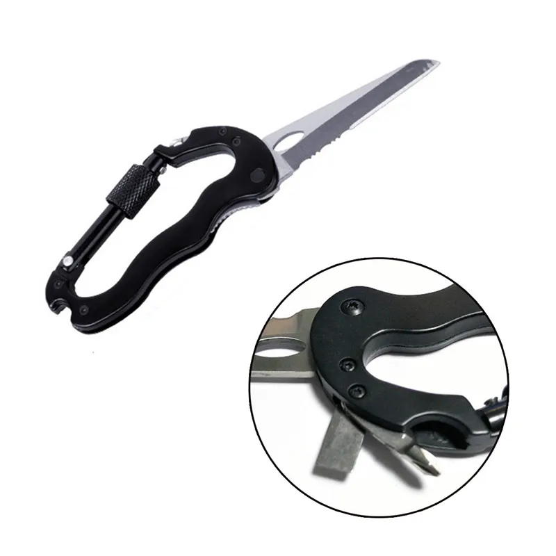 

Outdoor Multi-function EDC Tools 5 in 1 Aluminum Climbing Carabiner Hook Multi Tool With Bottle Opener Buckle Rock Lock