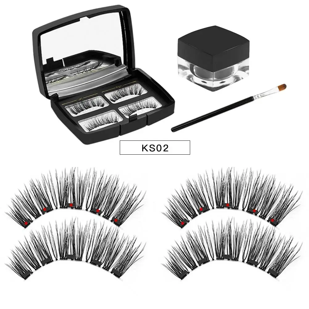 

Magnetic Eyeliner Cream Smooth Waterproof Eye Liner Easy To Wear Makeup Cosmetic Magnetic 2 Pair Natural False Eyelashes W/Brush