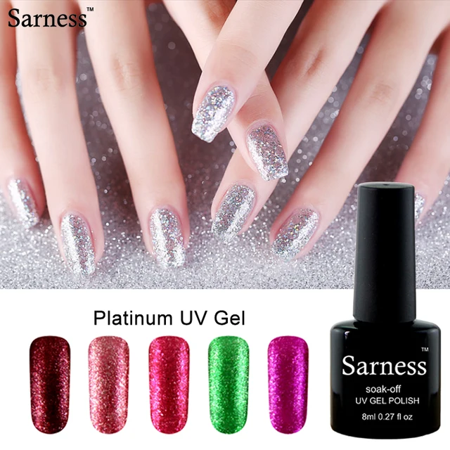 Sarness Glitter Gel Polish Platino Uv Soak Off Gel Nail Polish