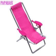 Миниатюрный 1:12 Масштаб ярко-розовый складной пластиковый пляжный стул палуба мини садовый газон мебель для куклы Барби BJDBlythe аксессуары