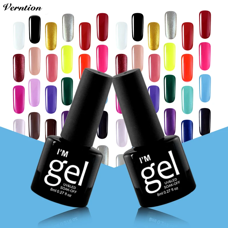 

Verntion 8ml Gel Acrylic Nail Colored French Hybrid Gel Permanent LED Uv Gel Lacquer Set Step Gel Nail Varnish Nail Art Design