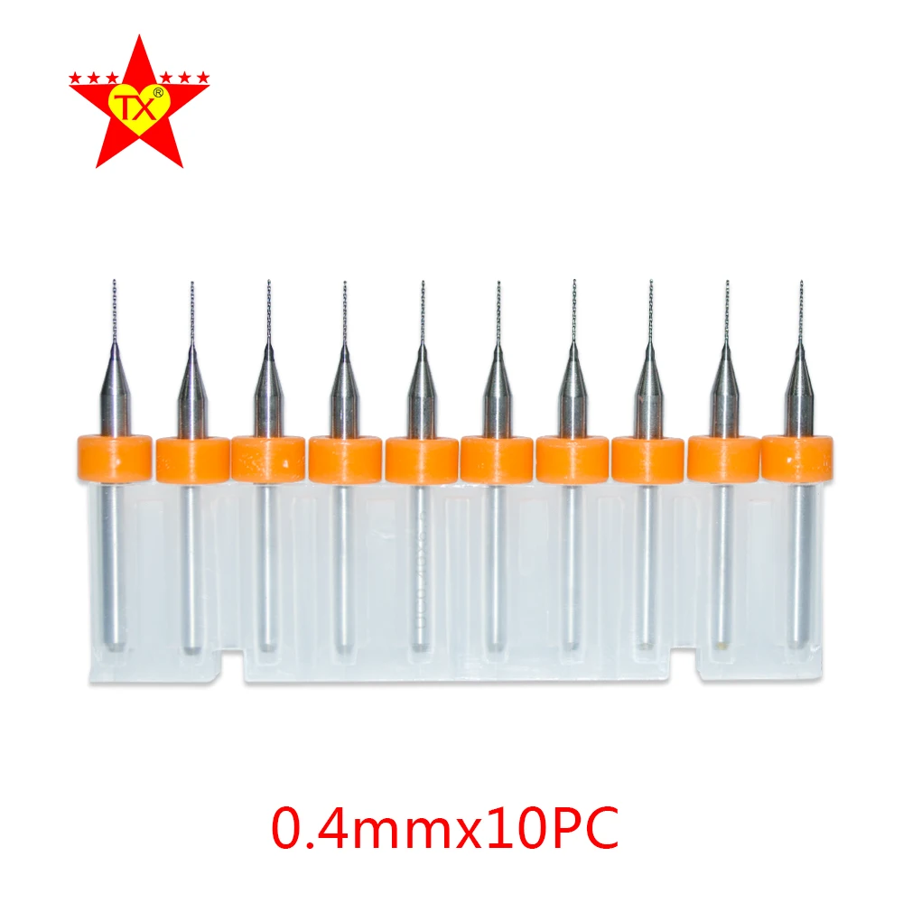 

TX 10pcs 0.4mm Mini Tungsten Carbide Drill instruments tool Kit For Metal Woodworking Circuit Board CNC Electric PCB Drill Bits