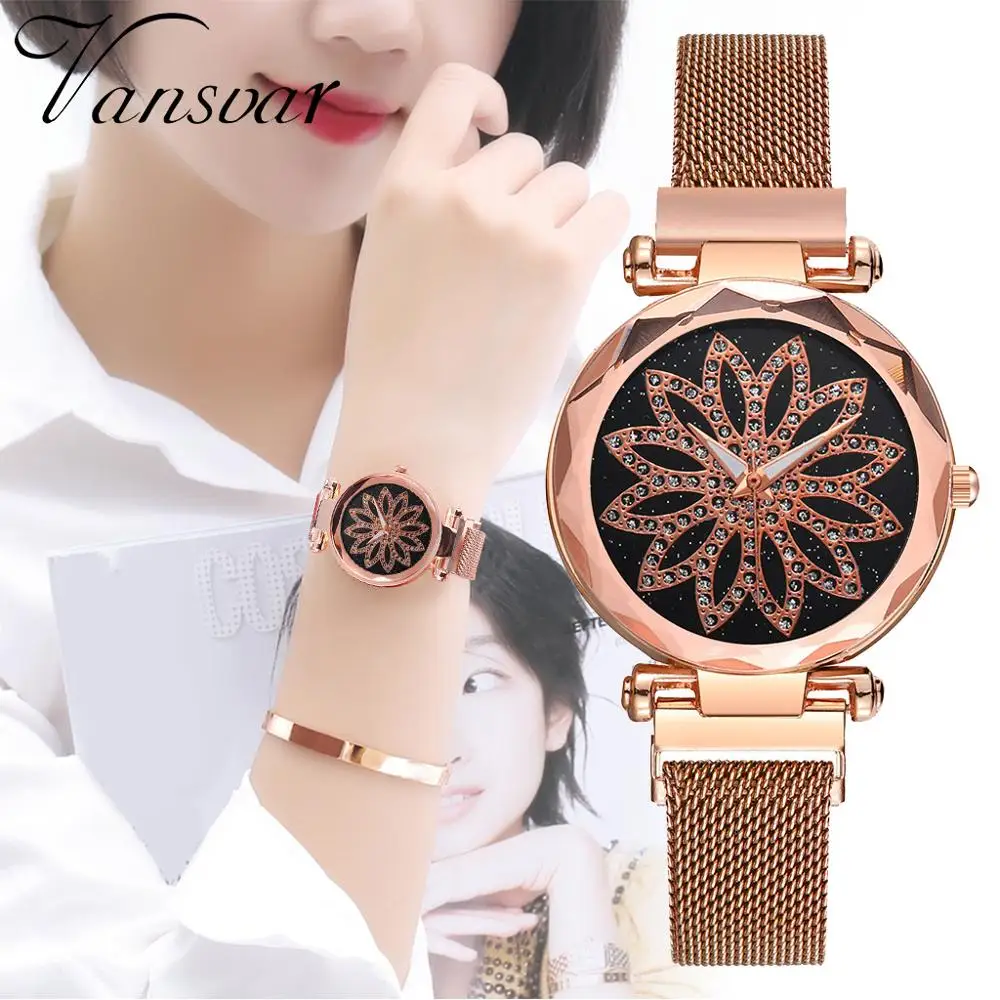 

Montre Femme 2019 Fashion Watch Women Luxury Brand Rose Gold Ladies Dress Wrist Watches Magnet Mesh Steel Waterproof Clock Women