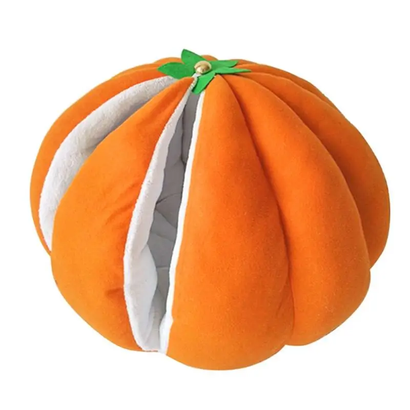 orange 1 шт. в форме тыквы коврик для домашних животных зимнее гнездо мягкая кошка собака спать в питомнике Кровать дом милый складной пещера питомник товары для собак - Цвет: orange