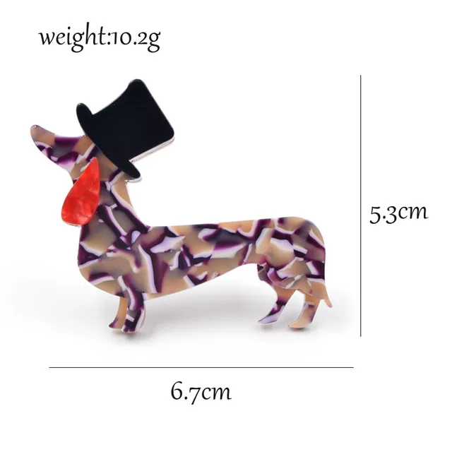 Gentleman Dachshund Acrylic Brooch
