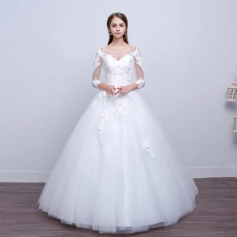 Vivian's Bridal 2018 иллюзия сетка кружево аппликация рукав свадебное платье белое