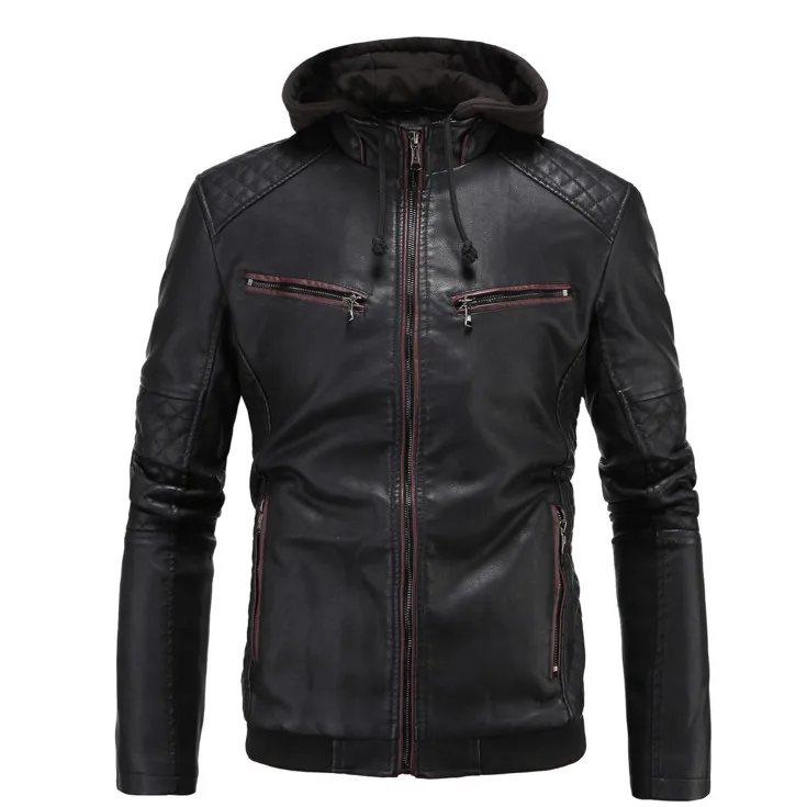 aofows 2017 Top quality Men's motorcycle leather jackets coats British style hooded Black PU leather jacket biker jacket aofows 2017 Top quality Men's motorcycle leather jackets coats British style hooded Black PU leather jacket biker jacket