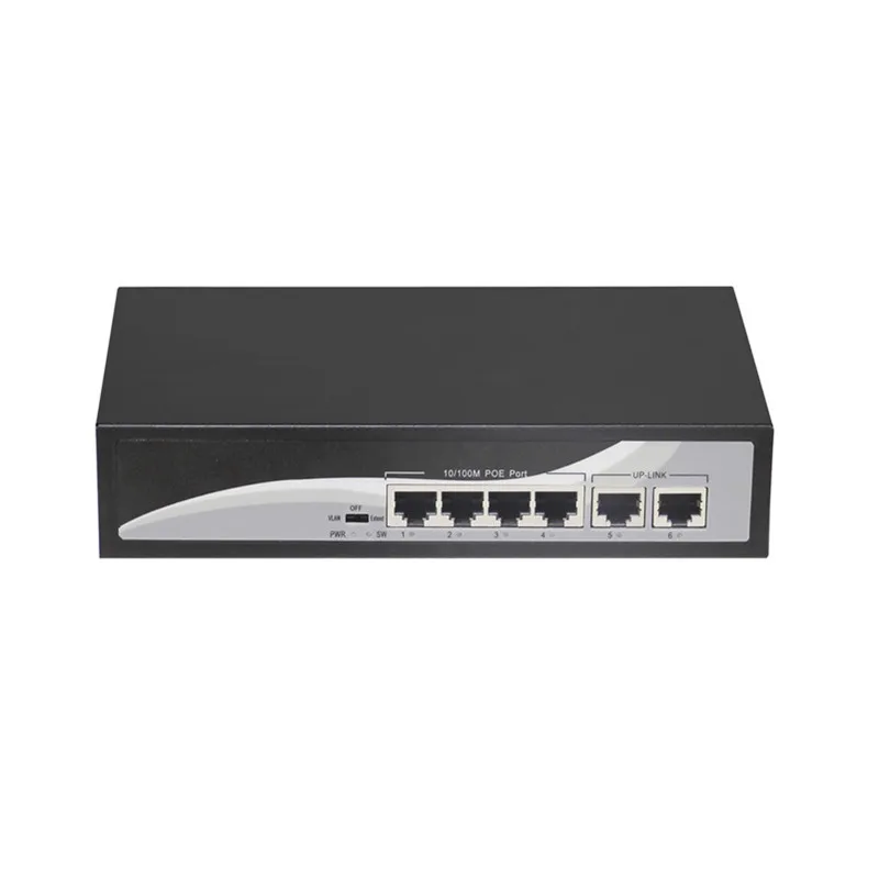 KuWfi 48V POE сетевой переключатель 6 портов 10/100 Мбит/с коммутатор с 4 POE портами и 2 utlink Ethernet для AP/камер