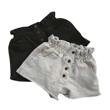 Повседневные хлопковые летние однотонные Короткие штаны с эластичной резинкой на талии для мальчиков детские хлопковые шорты в стиле кэжуал, новинка