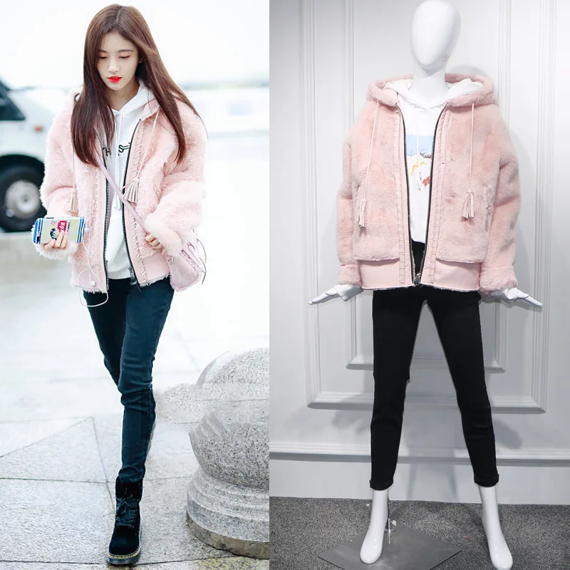 Новая зимняя одежда плюс бархатная Толстая шерстяная куртка Женская Корейская версия длинного свободного большого размера клетчатого шерстяного пальто