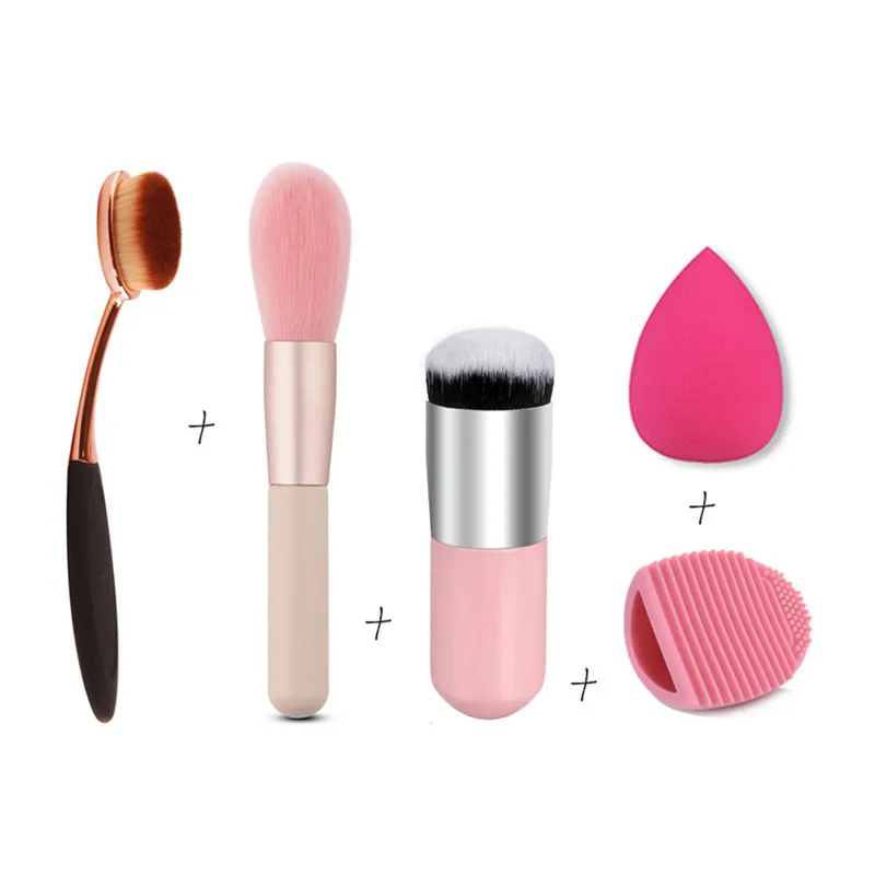

5pcs/set Powder Foundation Makeup Brush+Cosmetic Sponge Puff+Makeup Brush Cleaning Tools Big Promotion Combine
