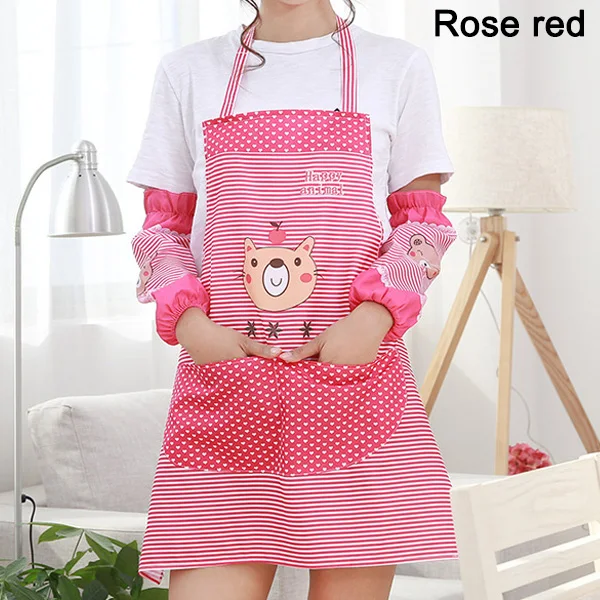 Apron Over Arm Sleeves Set Women Kitchen Cooking Bib Aprons with