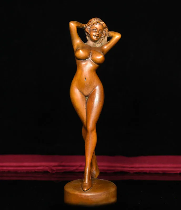 

christmas Chinese Boxwood Wood Carved beautiful woman Belle Art Adorn Statue halloween