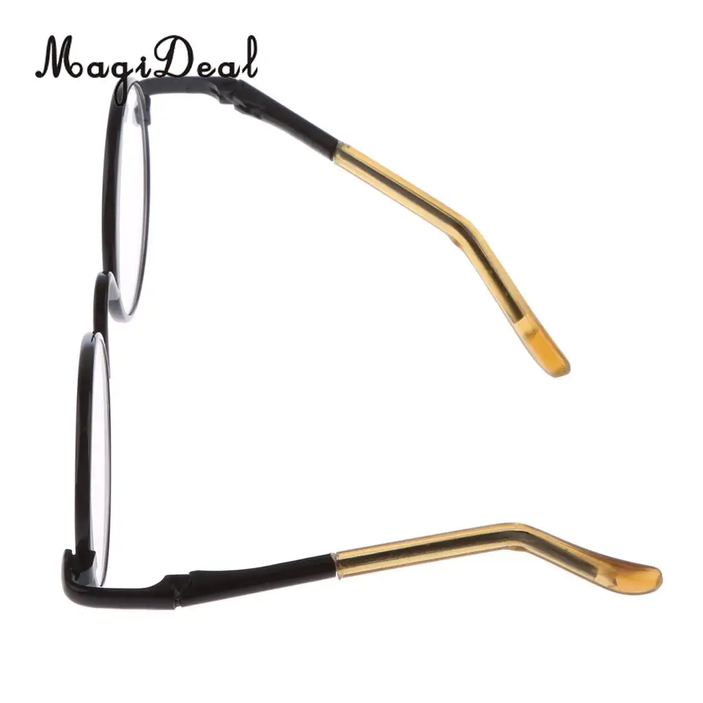 2 Pairs of Retro Hippy Style Round Metal Frame Clear Lens Eye Glasses Eyewear with Silver & Black Frame for Dolls Accessories