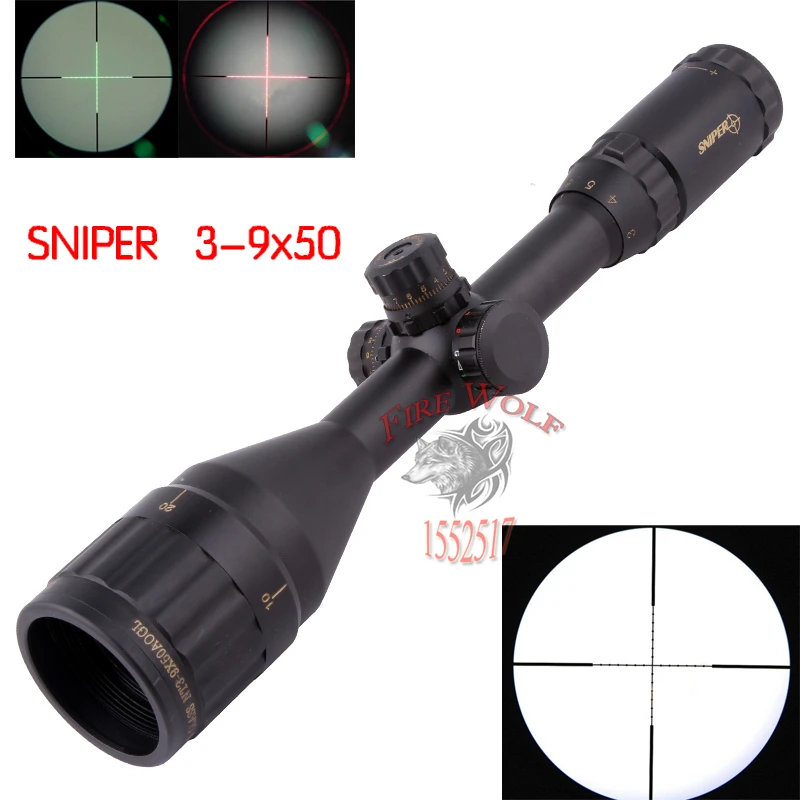 

2018 NEW Sight Telescopic SNIPER 3-9X50 Red Dot Riflescope For Airsoft Gun Outdoor Optics Sniper TARGET Gun Sight