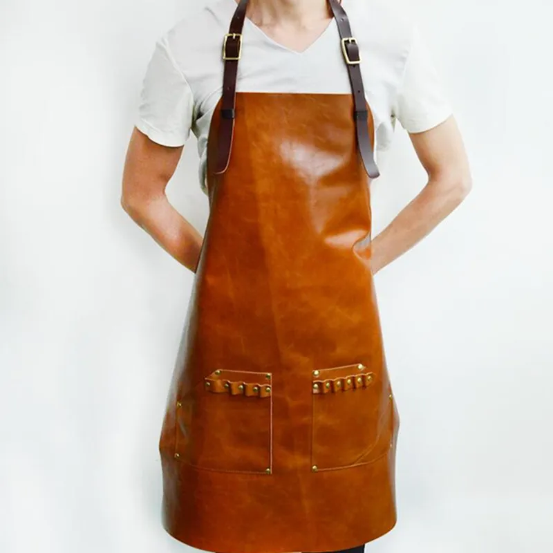 Фартук для парикмахерской искусственная кожа желтый черный коричневый|apron barista|bib