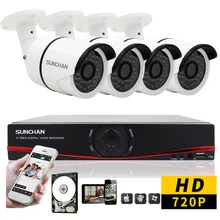 SUNCHAN 4CH Home CCTV AHD 1080N DVR 1200TVL Bullet Waterproof Outdoor Video Surveillance Security Camera System 1TB HDD