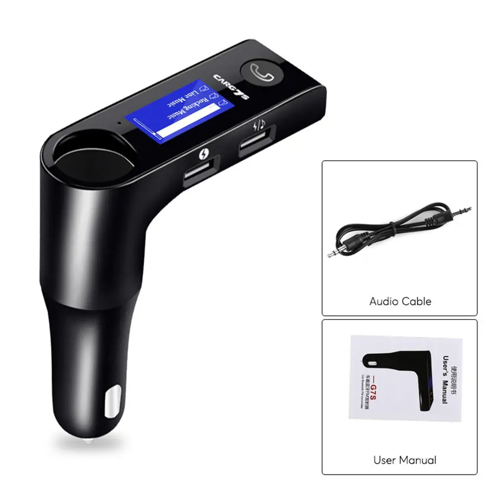 BEESCLOVER Bluetooth Автомобильный fm-передатчик G7S-шумоподавление, светодиодный дисплей, EDR, A2DP(черный) подавление вызова, r30
