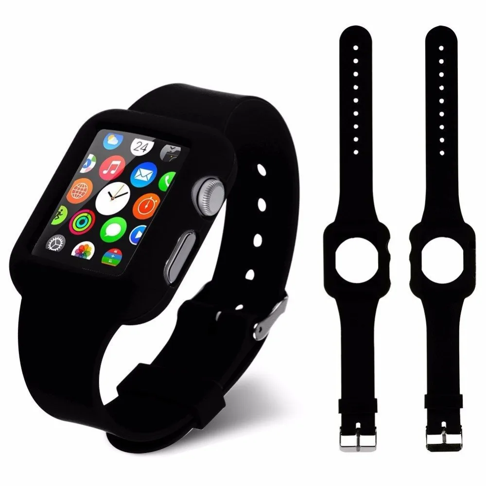 Jelly Soft Silicone Watch Band Strap Case Cover for Smart Apple Watch