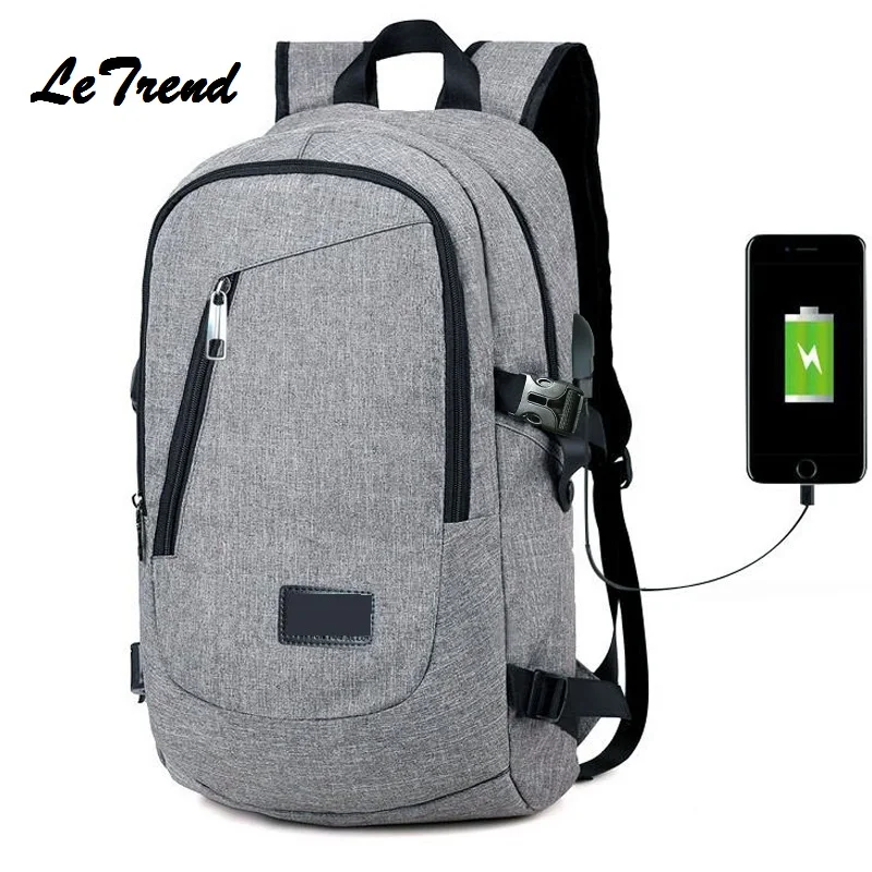 

New Canvas Multifunction USB Charging Men 15Inch Laptop Backpacks For Teenager Male Mochila Leisure Travel Backpack